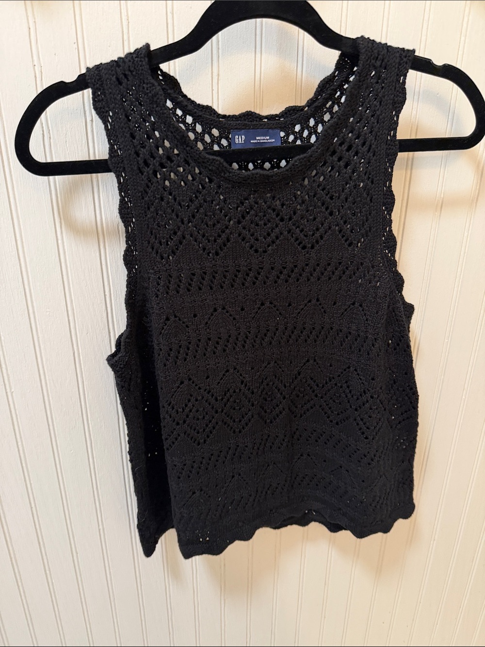 GAP Black Open-Knit Crochet Tank